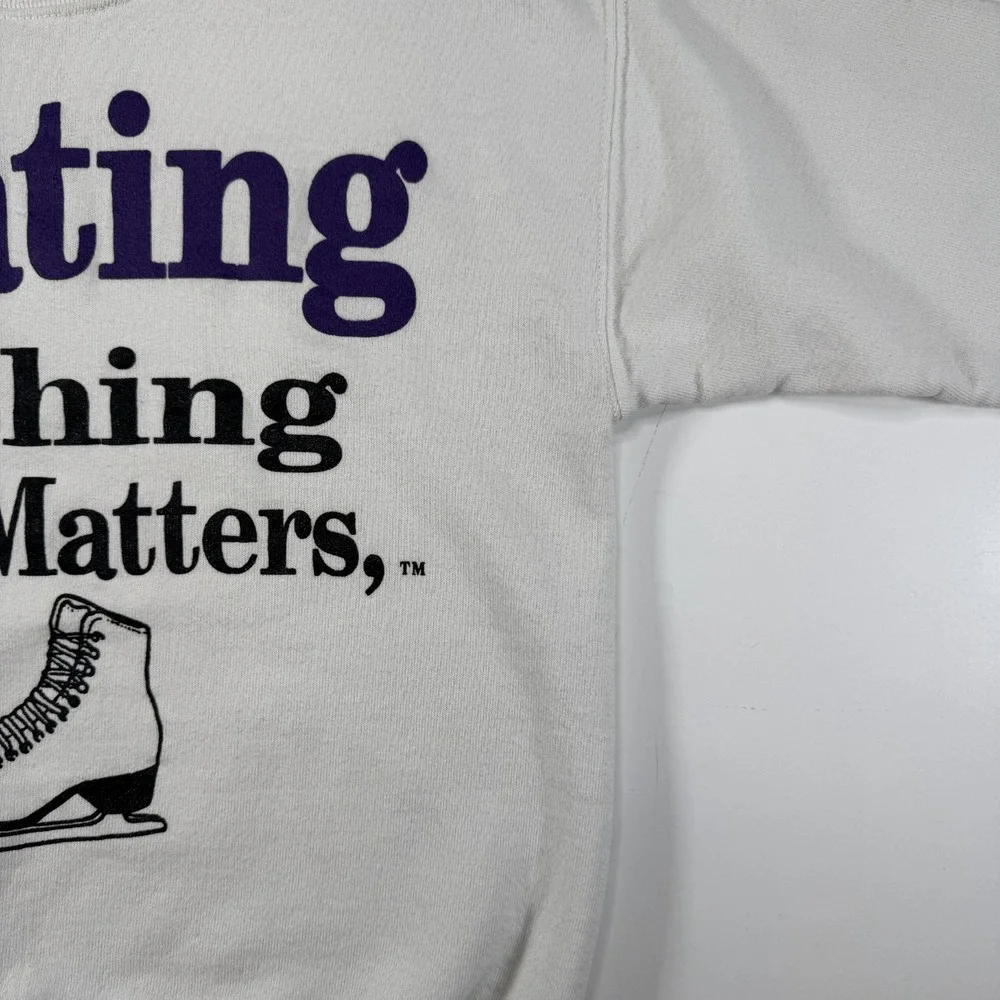 Vintage 90's/Y2K Ice SKATING Nothing Else‎ Matters Sweatshirt Small White Sports
